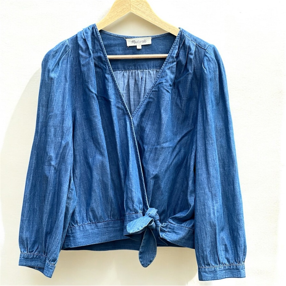 Madewell Denim Wrap Top - Picture 2 of 12